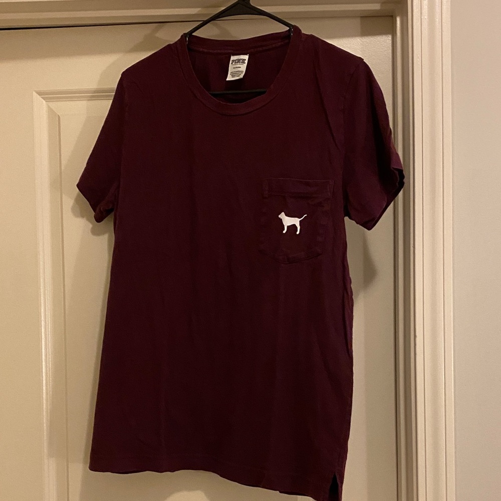 PINK Victoria's Secret Burgundy Campus Tee